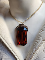 Mystic Baroque Collection – Handmade Bronze Pendant with Intense Amber Octagon Crystal