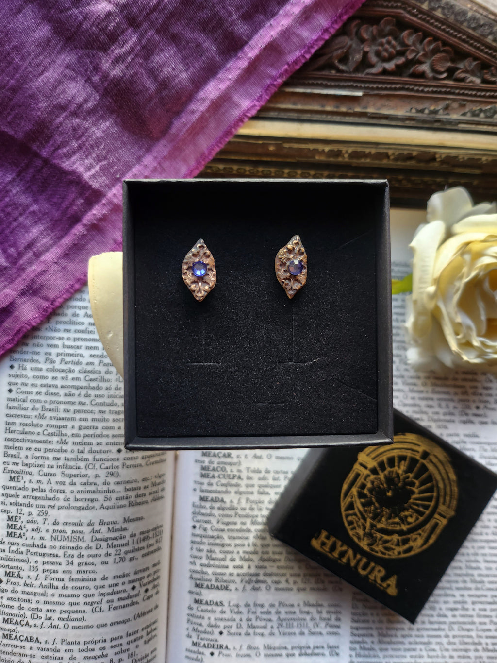 Arcane Resonance Collection - Handmade Bronze Lilac Crystal Earrings