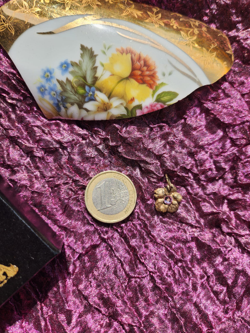 Flower Pendant Necklace – Bronze Cherry Blossom with Light Pink Crystal – Romantic Nature Jewelry – Handmade Gift for Her
