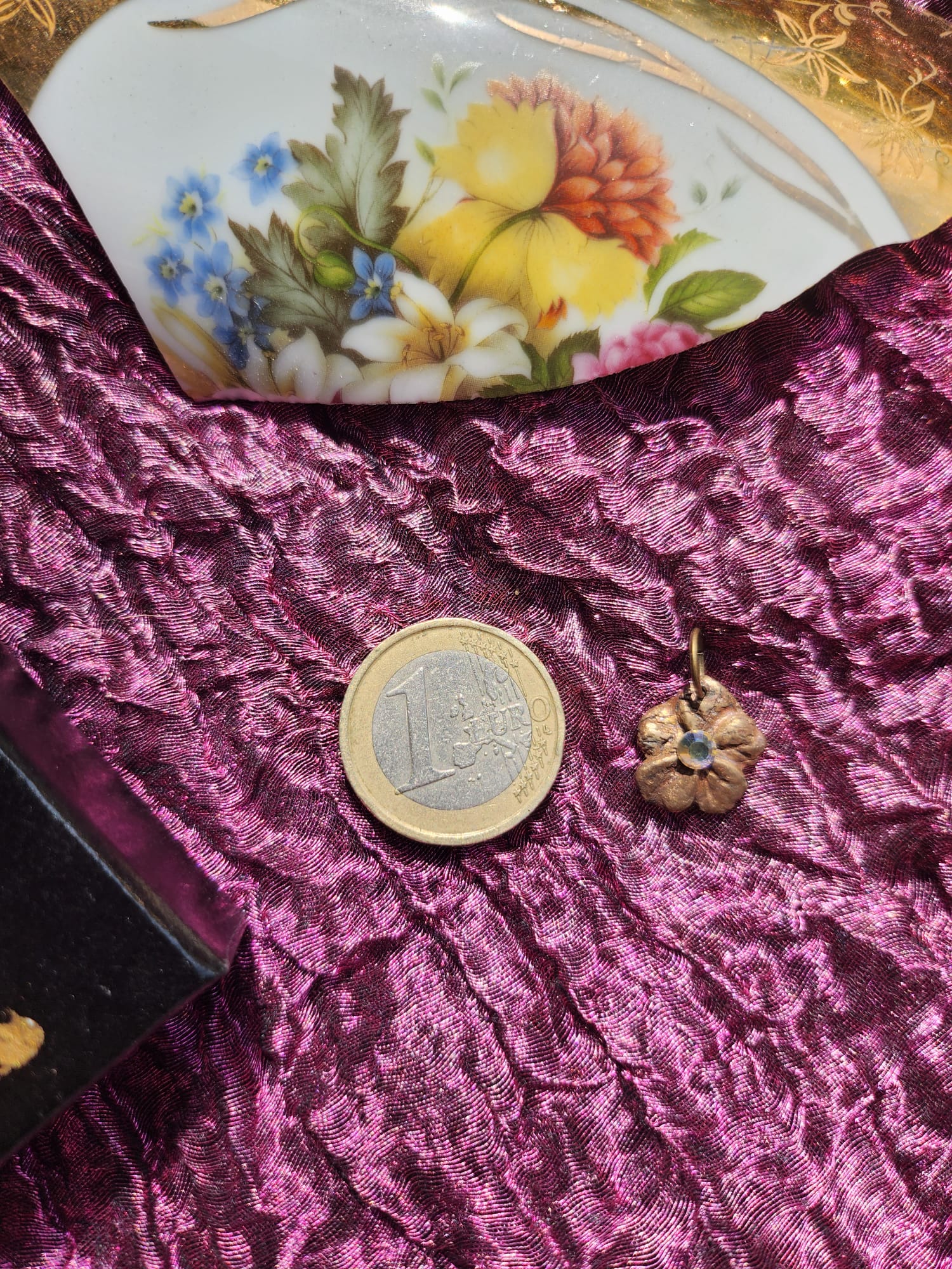 Pendant Necklace – Bronze Cherry Blossom with Yellow Opal Crystal – Romantic Nature Jewelry – Handmade Gift for Her