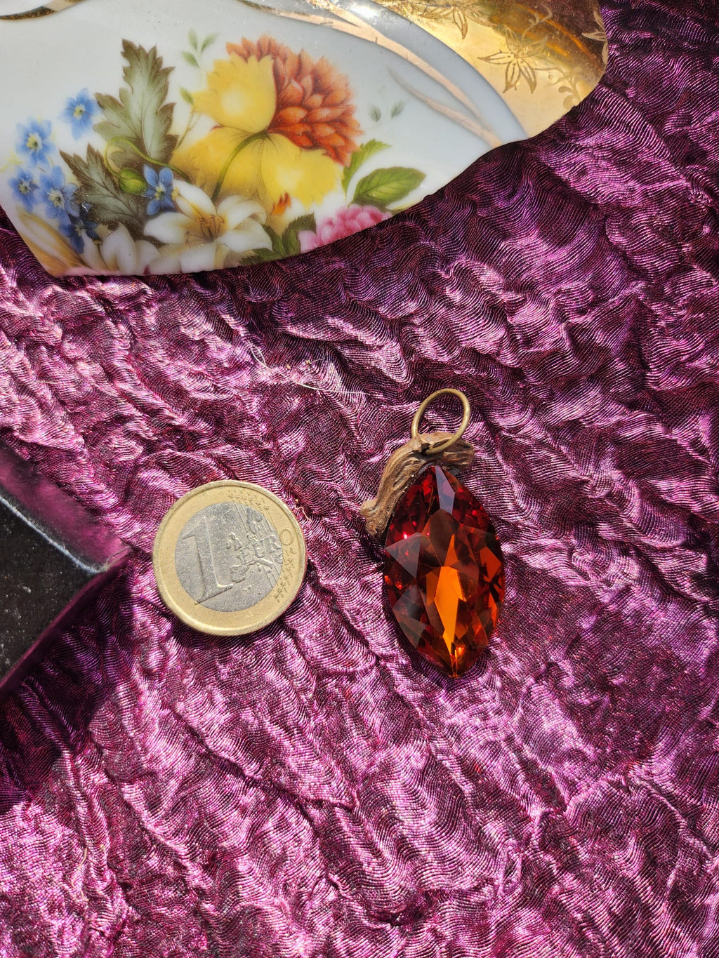 Mystic Marquise Pendant – Amber Crystal Bronze Necklace – Autumn Witchcore Jewelry
