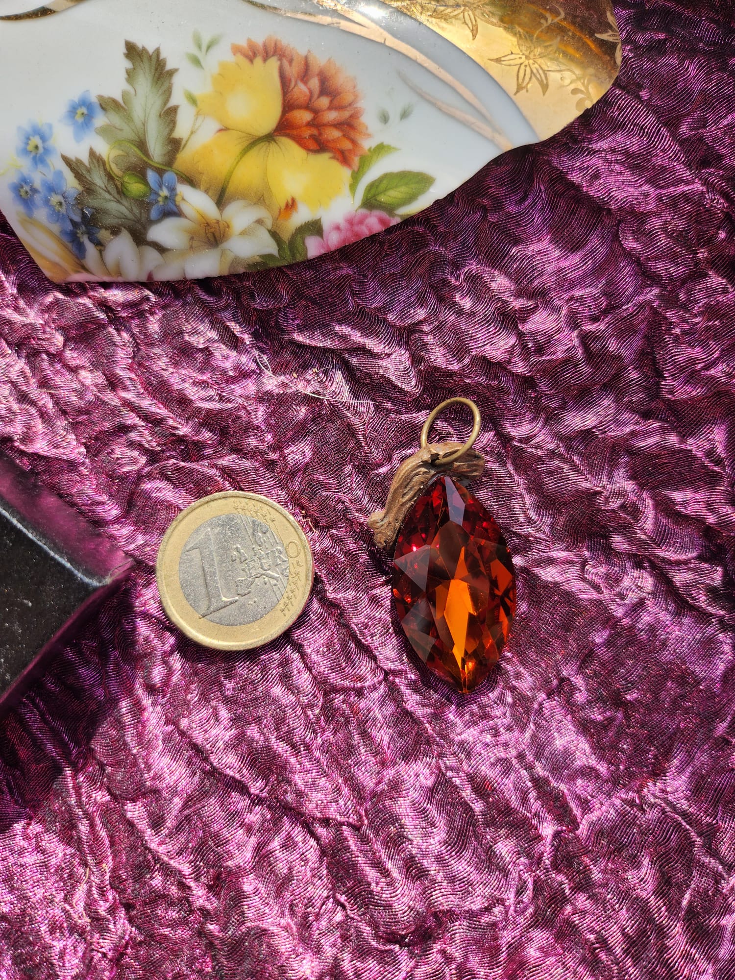 Mystic Marquise Pendant – Amber Crystal Bronze Necklace – Autumn Witchcore Jewelry