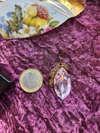 Mystic Marquise Pendant – Light Pink Crystal Bronze Necklace – Fairycore Romantic Jewelry Gift