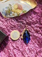 Mystic Marquise Pendant – Deep Blue Crystal Bronze Necklace – Dark Fantasy Witchy Jewelry