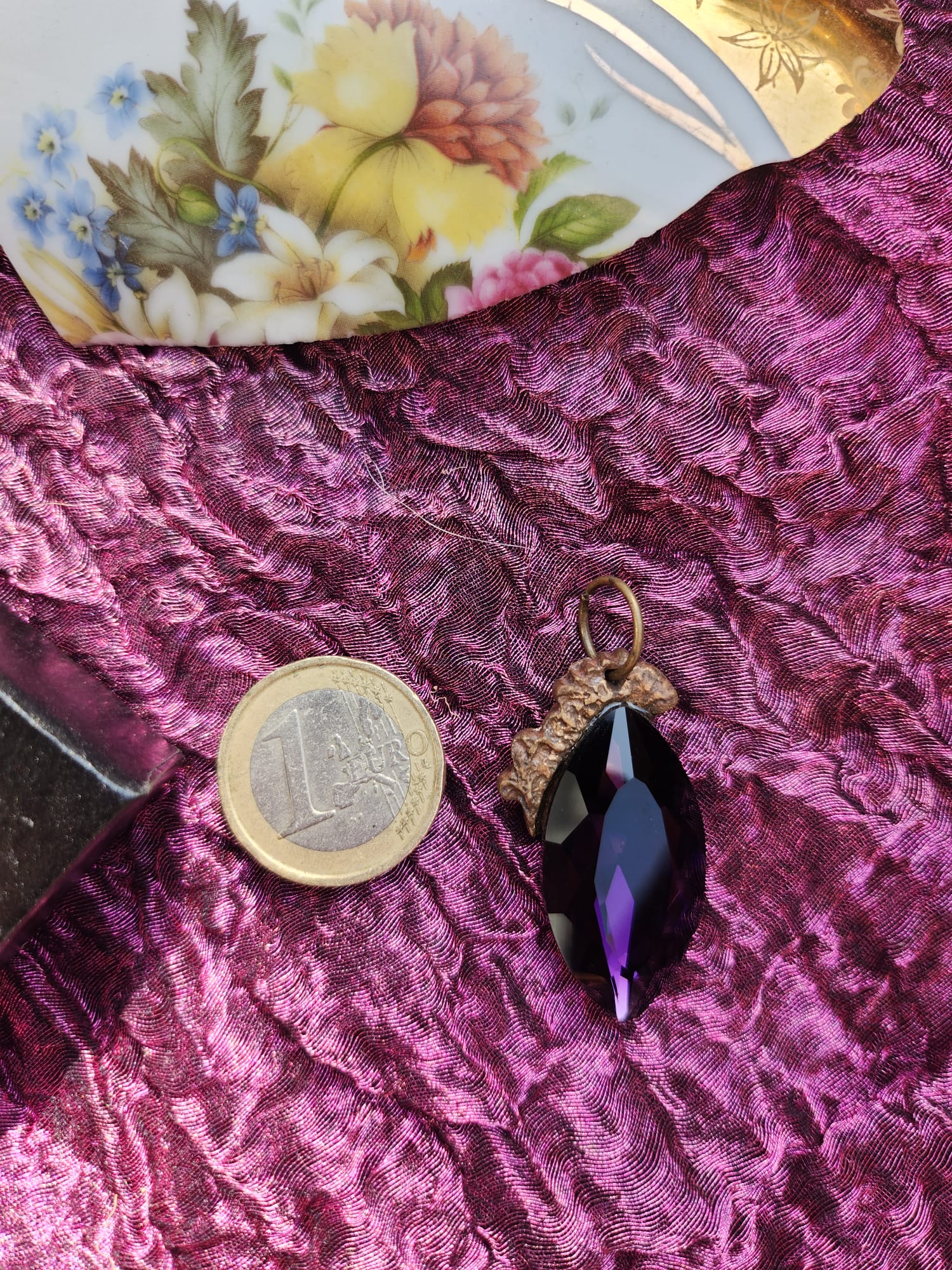 Mystic Marquise Pendant – Purple Crystal Bronze Necklace – Enchanted Witchcore Jewelry