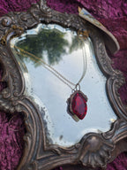 Mystic Marquise Pendant – Red Crystal Bronze Necklace – Passion Jewelry Gift