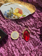 Mystic Marquise Pendant – Red Crystal Bronze Necklace – Passion Jewelry Gift