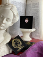 Arcane Resonance Collection – Handmade Bronze Pendant with Light Pink Oval Crystal