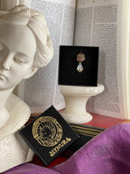 Rosarium Collection Collection - Handmade Bronze Rose Pendant with White Crystal