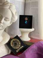 Rosarium Collection Collection - Handmade Bronze Rose Pendant Emerald Blue Crystal