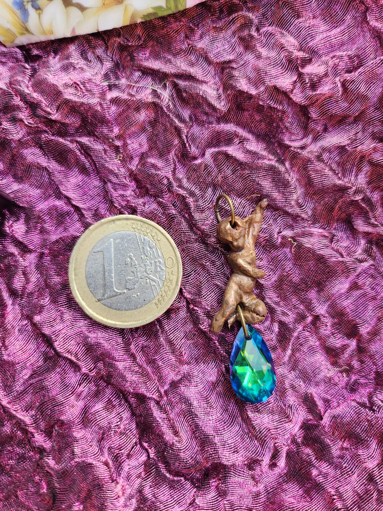 Echoes of Heaven - Bronze Angel Necklace with Emerald Aurora Crystal - Angelcore Gift – Celestial Spiritual Charm - Guardian Angel Necklace
