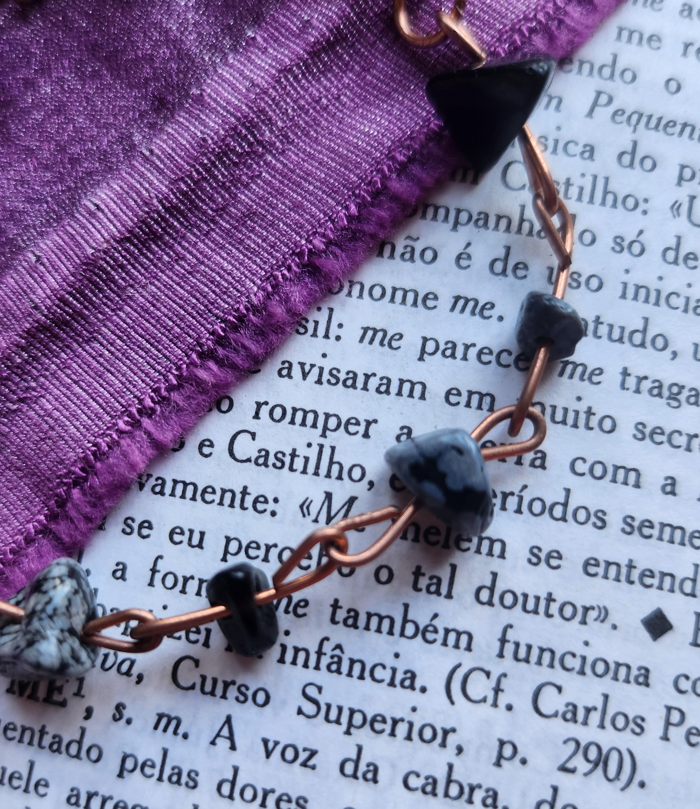 Snowflake Obsidian & Copper Bracelet