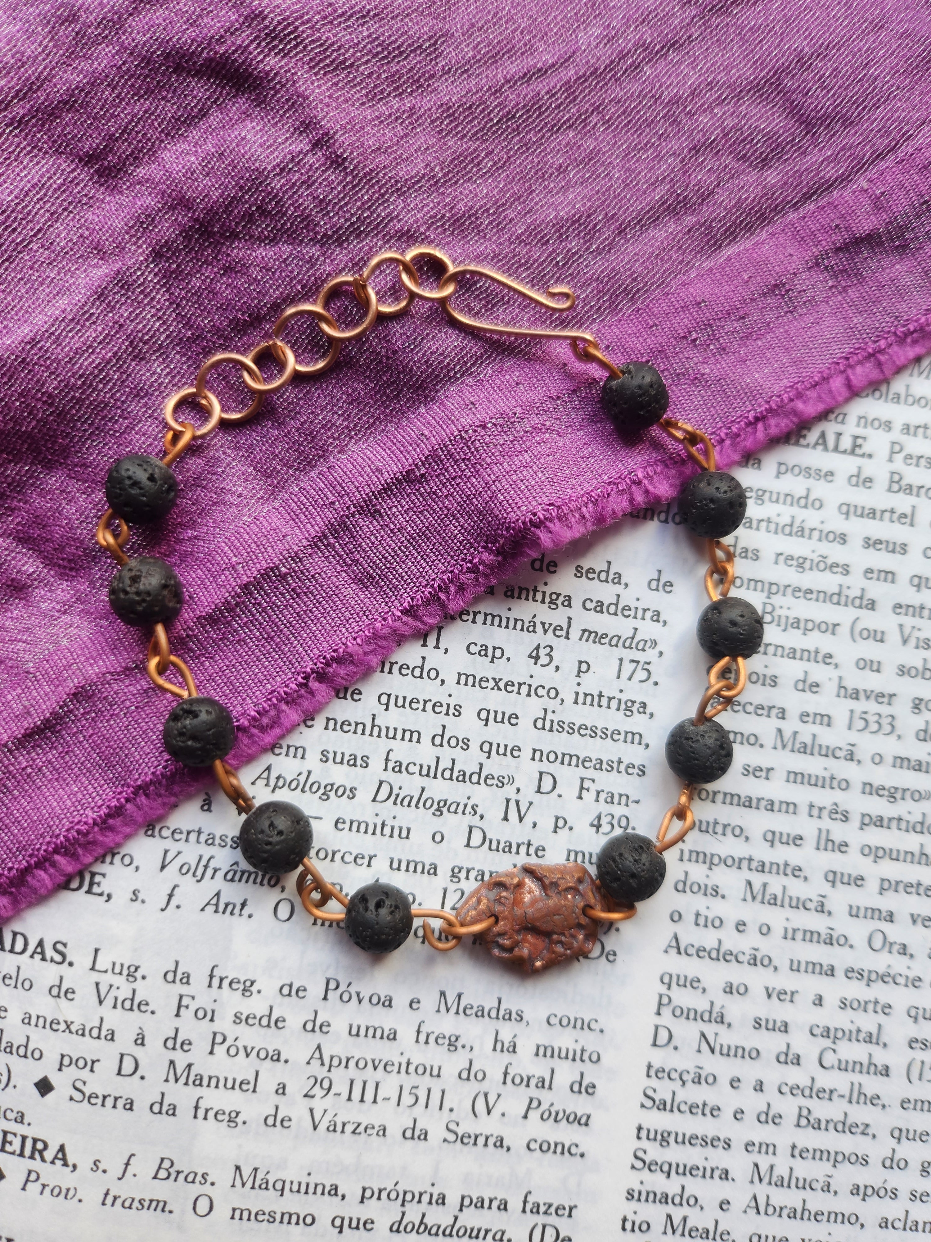 Mystic Baroque Collection - Volcanic Stone & Copper Bracelet