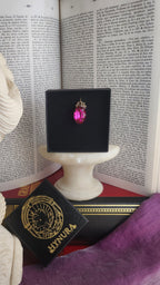 Arcane Resonance Collection – Small Handmade Bronze Pendant with Fuchsia Oval Crystal