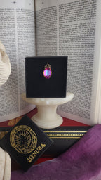 Arcane Resonance Collection – Small Handmade Bronze Pendant with Fuchsia and Amber Oval Crystal