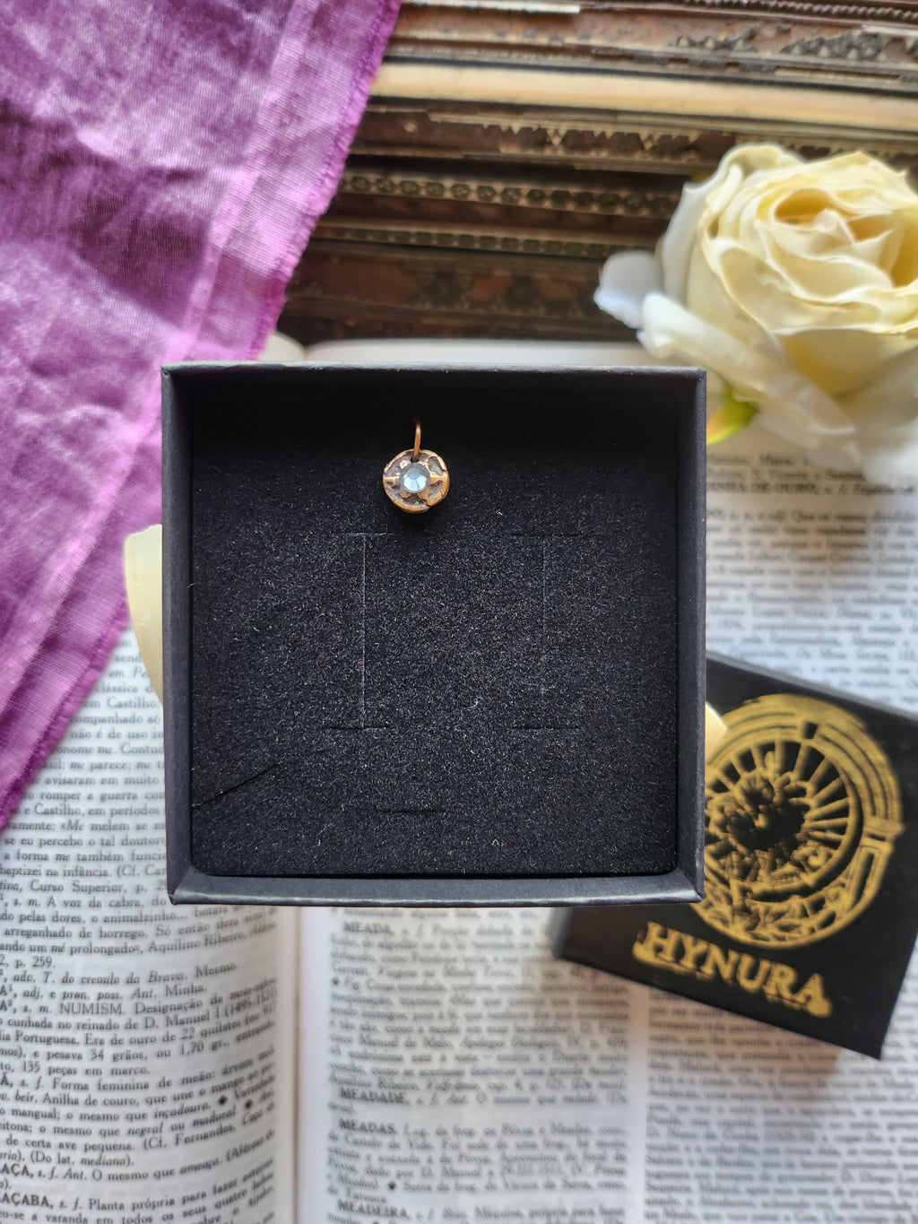 Handmade Bronze Pendant with Grey Crystal
