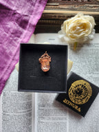 Arcane Resonance Collection – Handmade Copper Pendant with Salmon Oval Crystal
