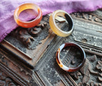 Orange Agate Ring Faceted Cut