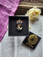 Mystic Baroque Collection – Handmade Bronze Pendant with Grey Oval Crystal