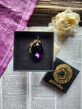 Mystic Baroque Collection – Handmade Bronze Pendant with Midnight Purple Oval Crystal