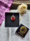 Handmade Bronze Pendant with Deep Red Crystal