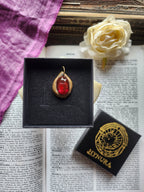 Handmade Bronze Pendant with Deep Red Crystal