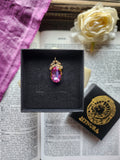 Arcane Resonance Collection – Small Handmade Bronze Pendant with Fuchsia and Amber Oval Crystal
