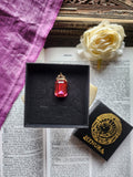 Arcane Resonance Collection – Handmade Bronze Pendant with Red Octagon Crystal