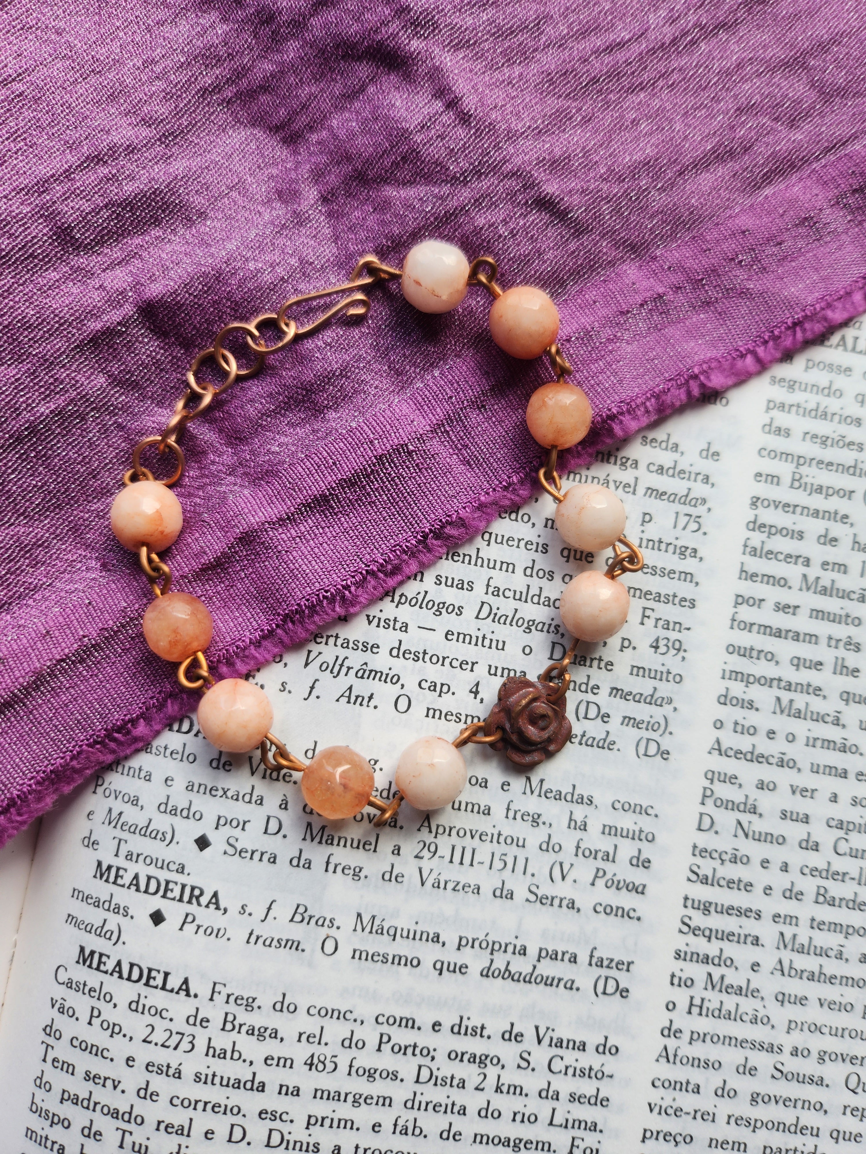Rosarium Collection - Pink Opal & Copper Bracelet