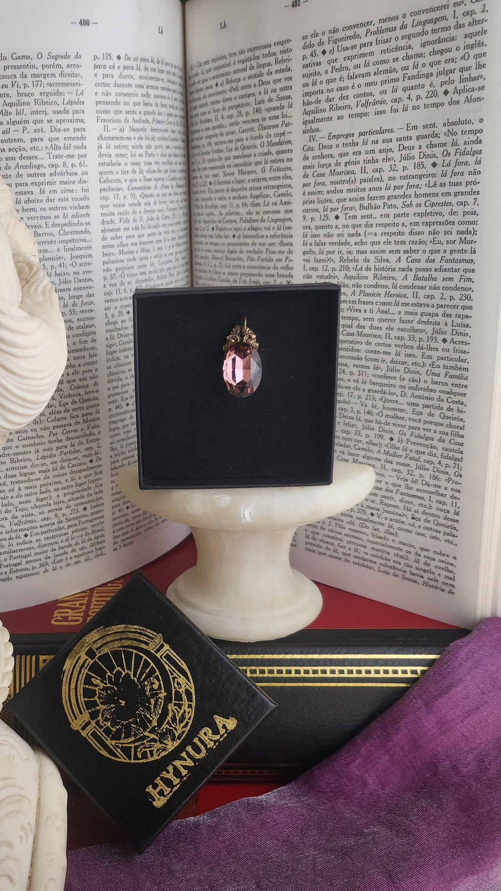 Arcane Resonance Collection – Small Handmade Bronze Pendant with Dusty Rose Oval Crystal