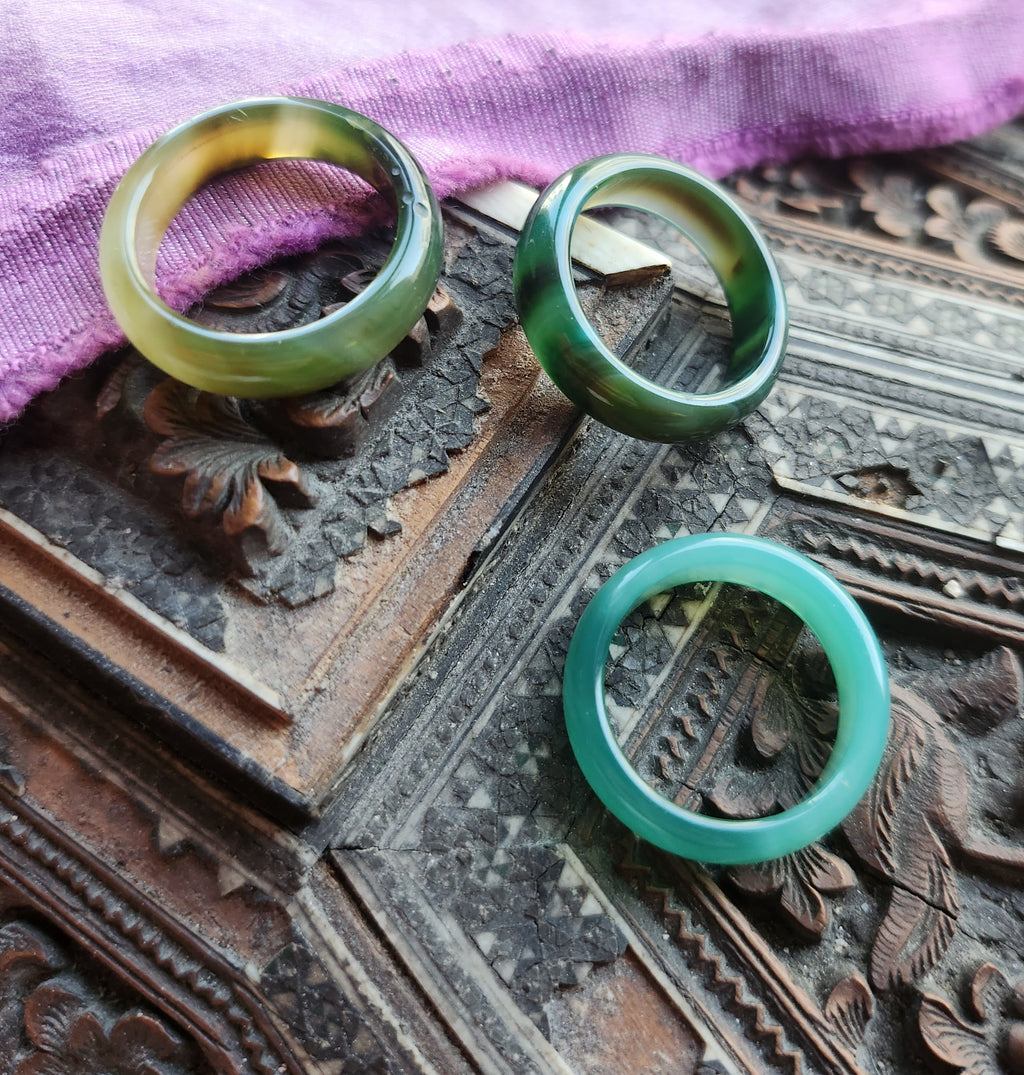 Green Agate Ring Polished Band