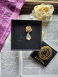 Rosarium Collection - Handmade Bronze Rose Pendant with White Crystal