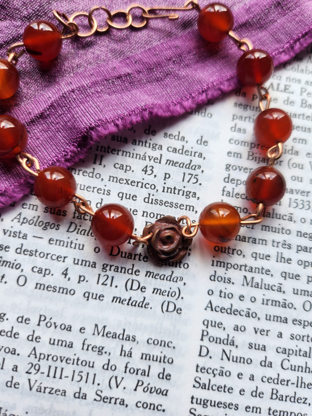 Rosarium Collection - Carnelian & Copper Bracelet