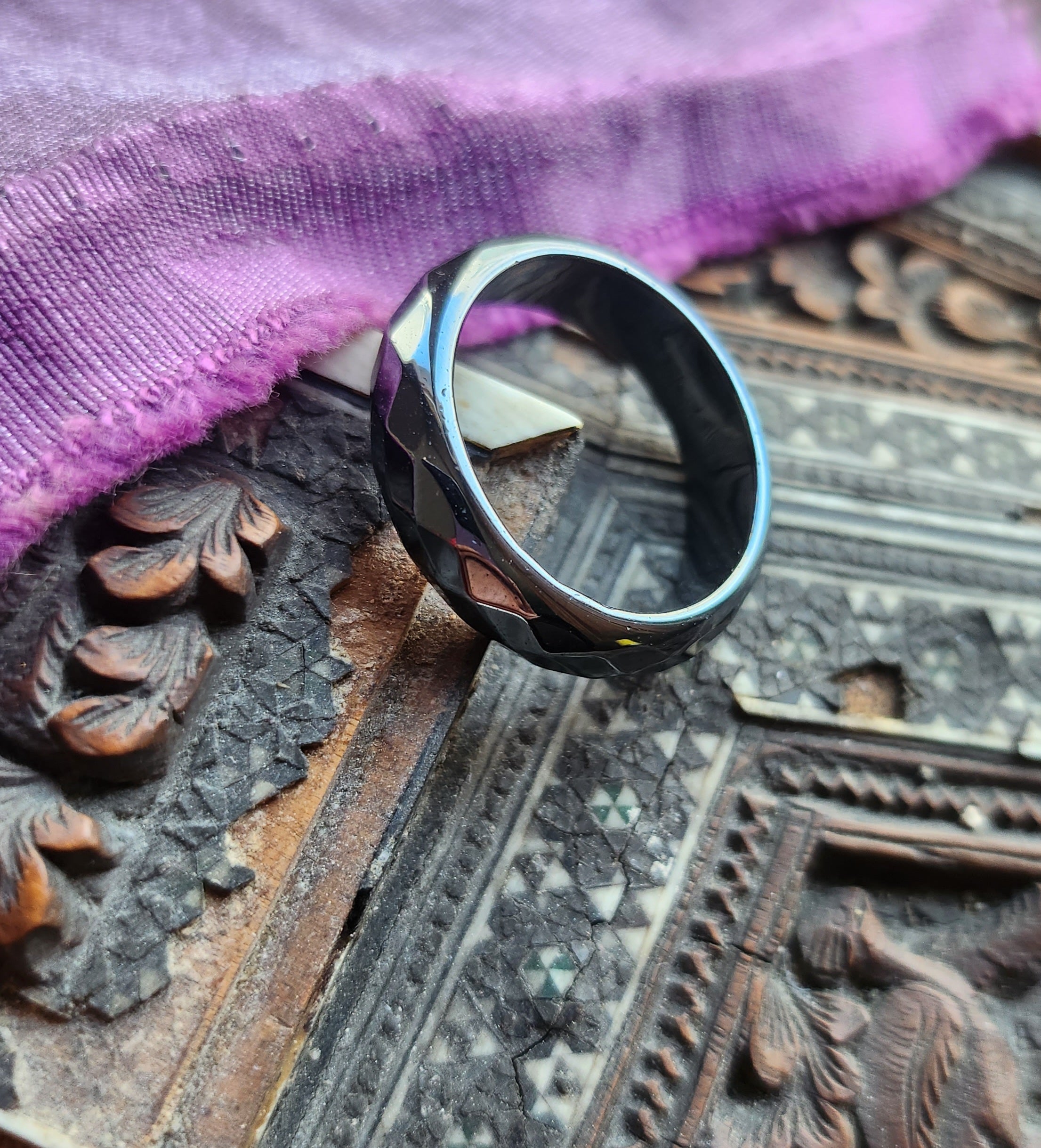 Hematite Ring Faceted Cut