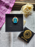Handmade Bronze Pendant with Blue Crystal