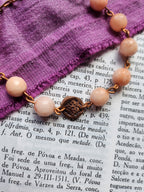 Handmade Pink Opal & Copper Bracelet