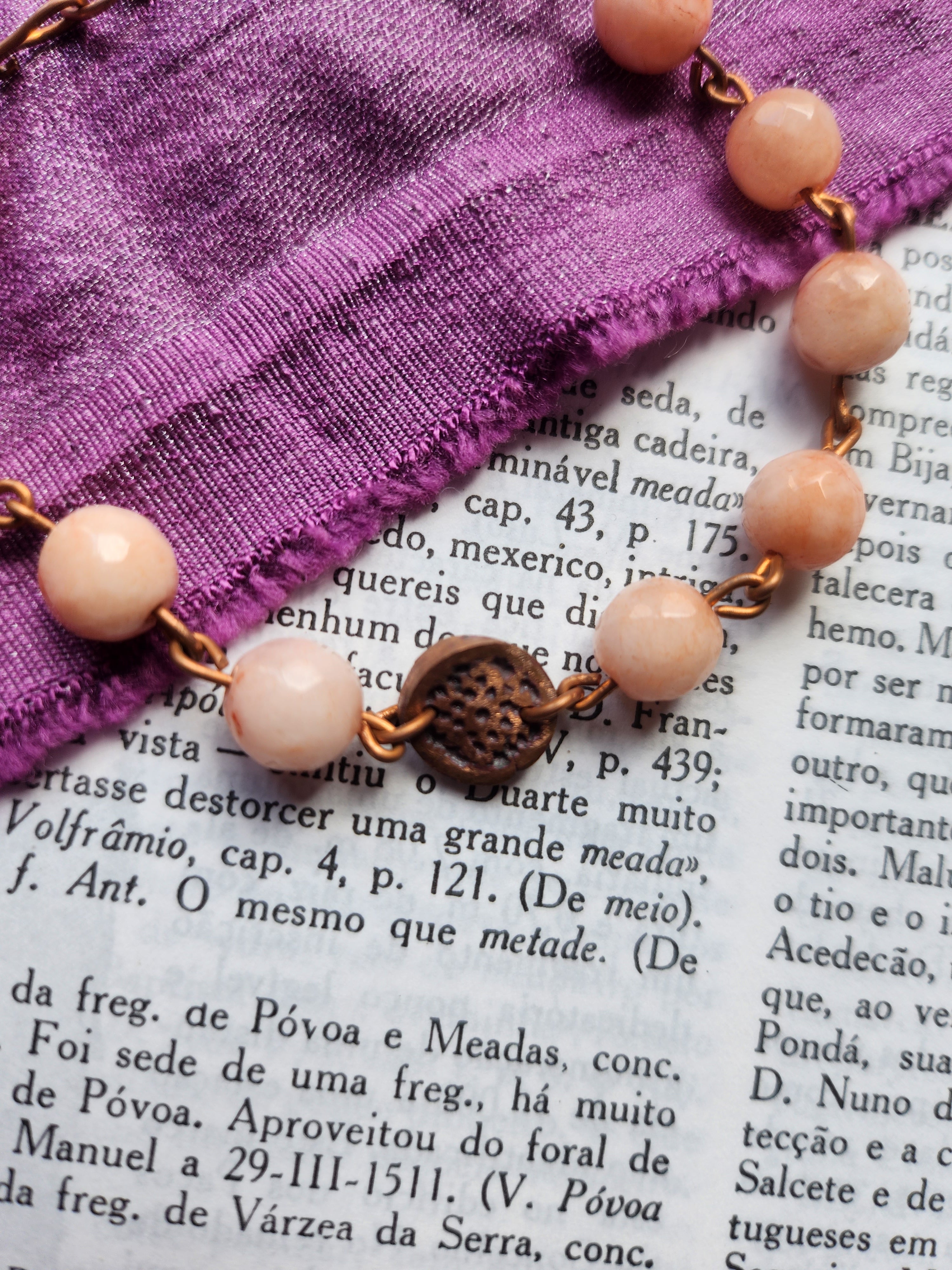 Handmade Pink Opal & Copper Bracelet